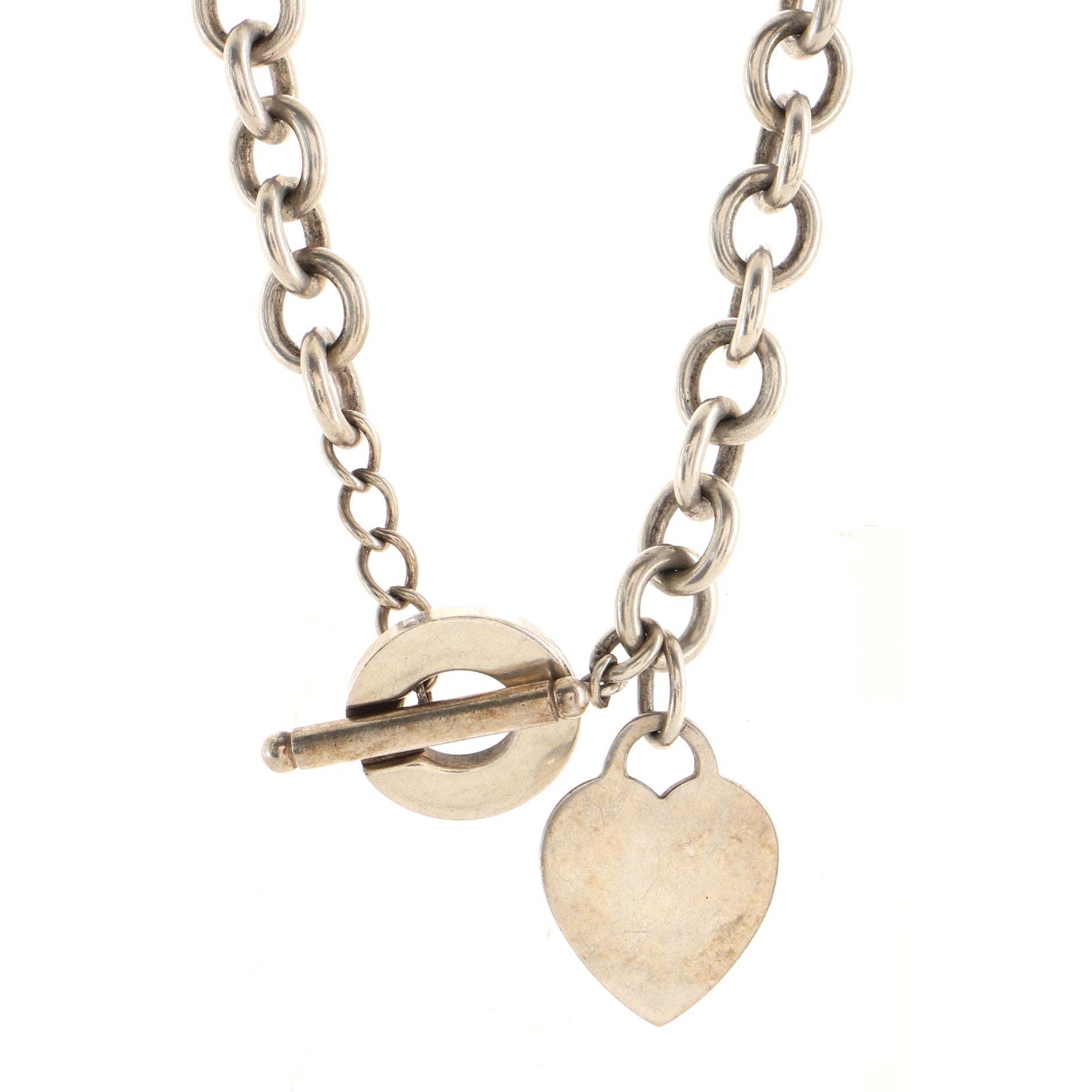 Heart Tag Choker Necklace Sterling Silver