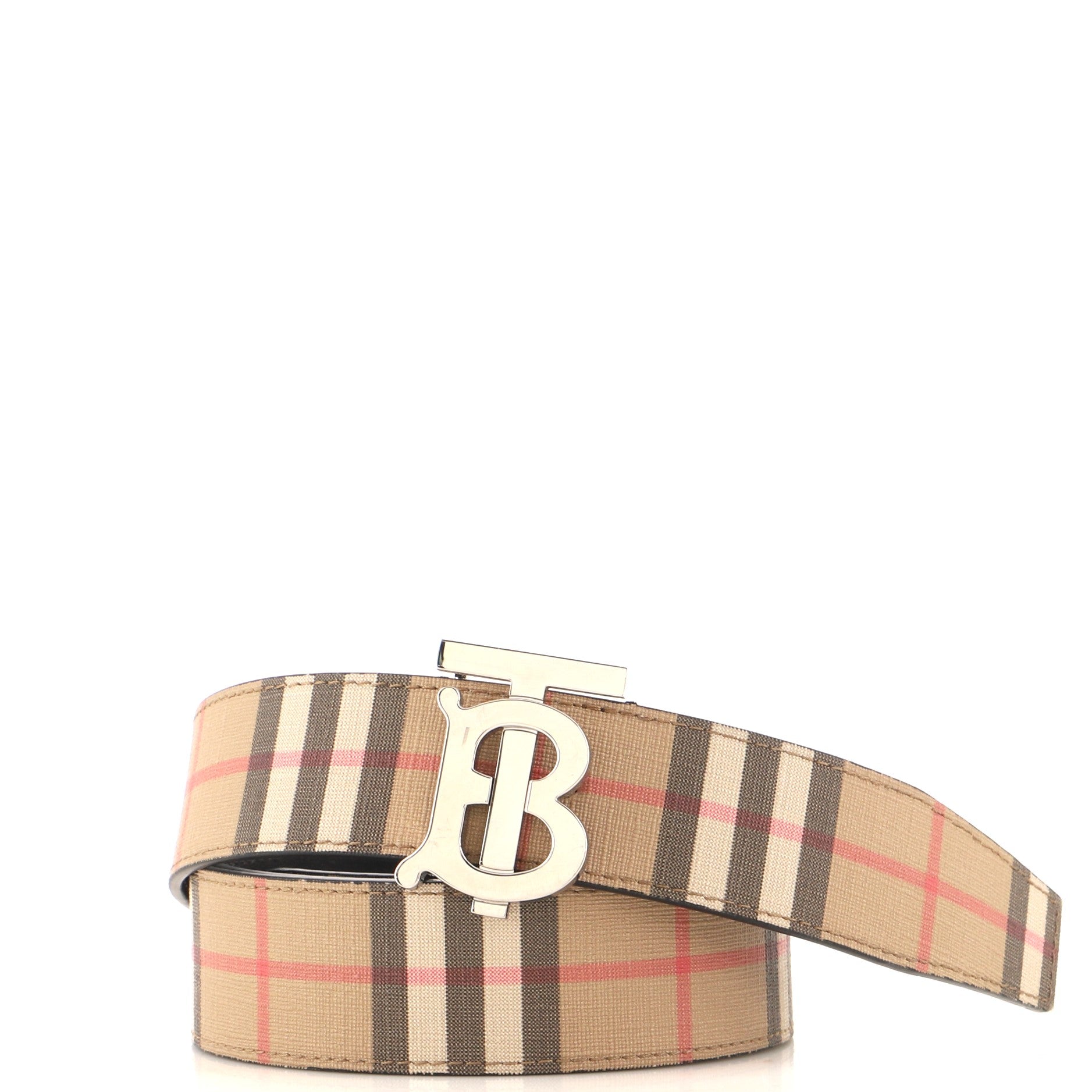 TB Reversible Belt Vintage Check Coated Canvas and Leather Wide 95