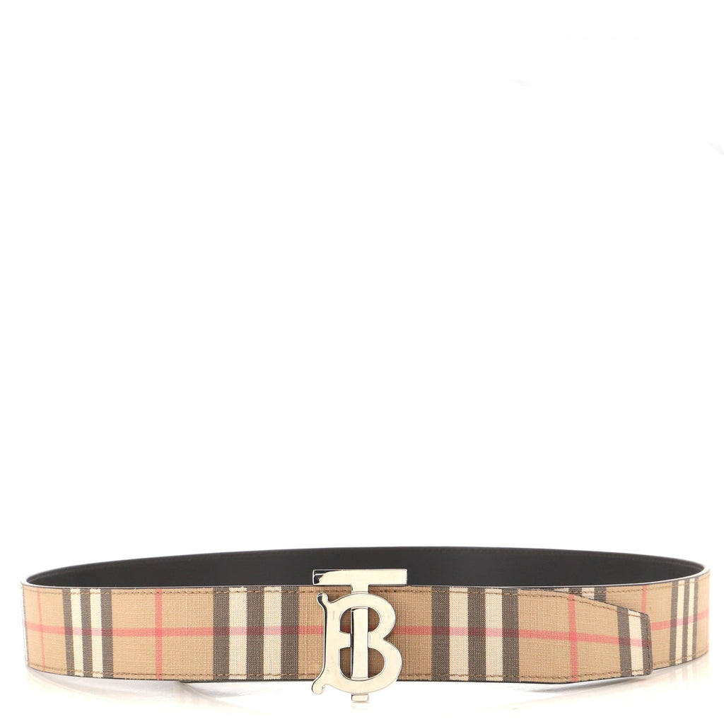 TB Reversible Belt Vintage Check Coated Canvas and Leather Wide 95