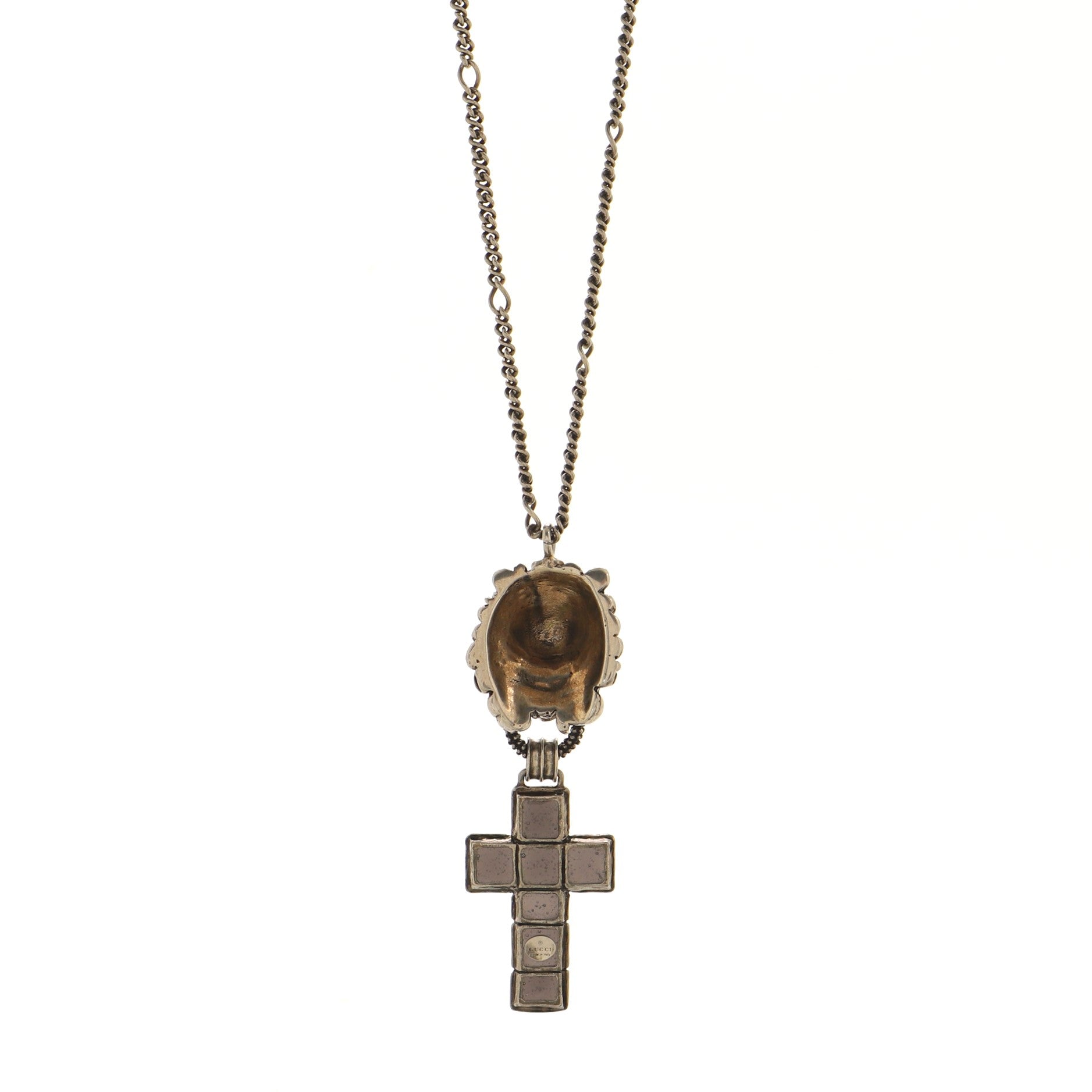 Lion Cross Pendant Necklace Metal with Enamel