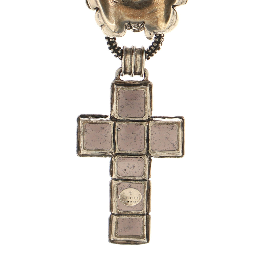 Lion Cross Pendant Necklace Metal with Enamel