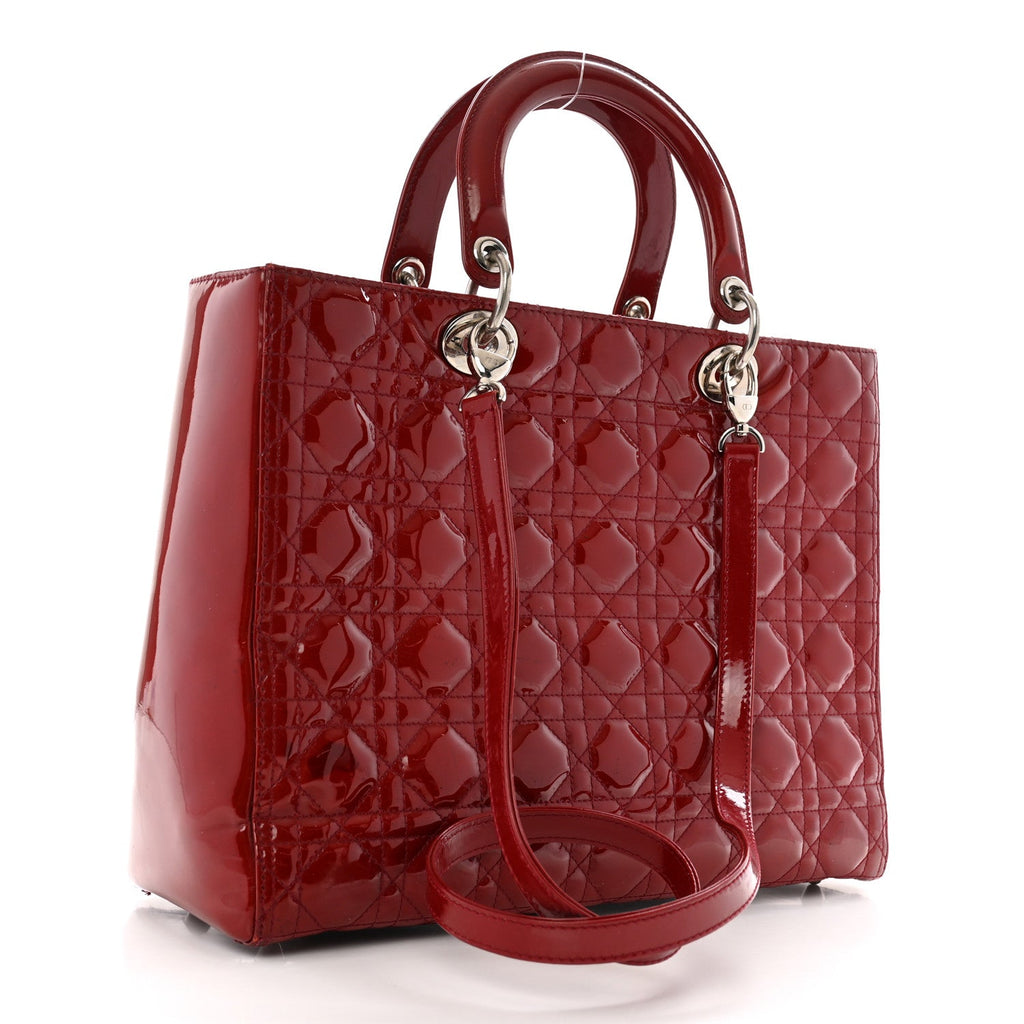 Patent Cannage Large Lady Dior Red