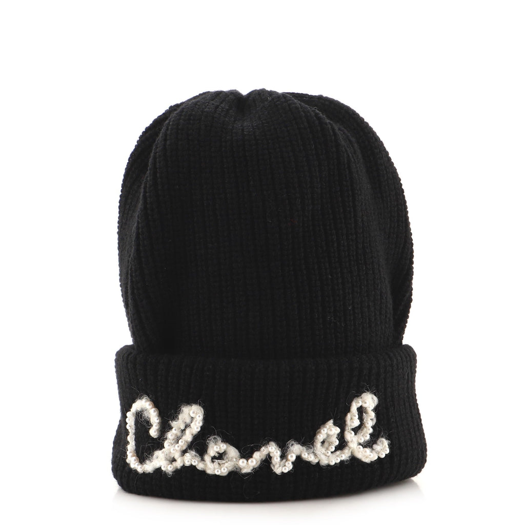 Logo Beanie Cashmere with Pearls XXL