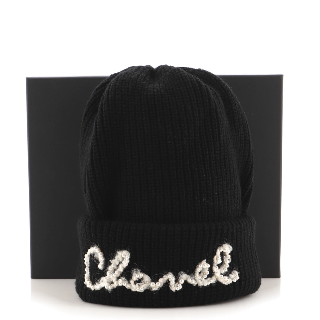 Logo Beanie Cashmere with Pearls XXL