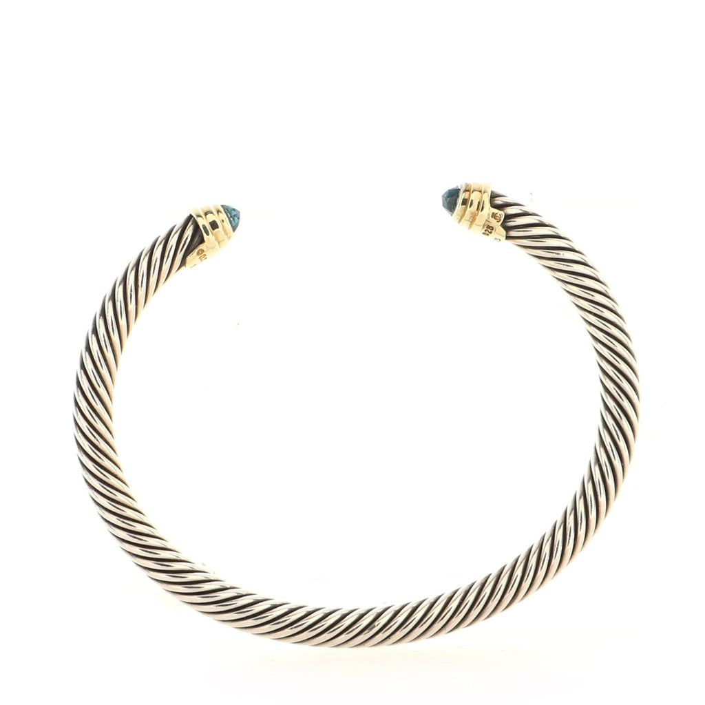 Cable Classic Bracelet Sterling Silver with 14K Yellow Gold and Topaz 5mm