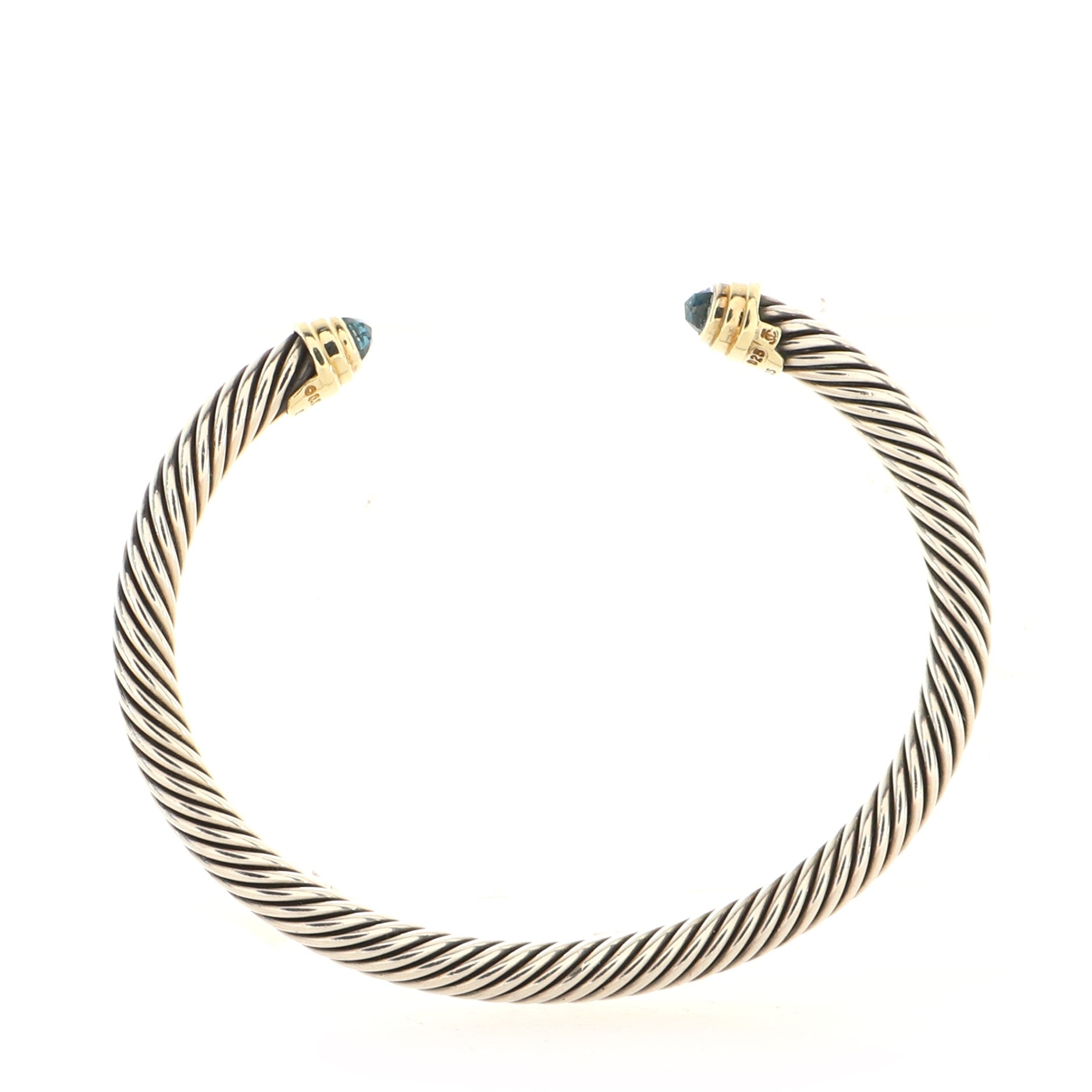 Cable Classic Bracelet Sterling Silver with 14K Yellow Gold and Topaz 5mm