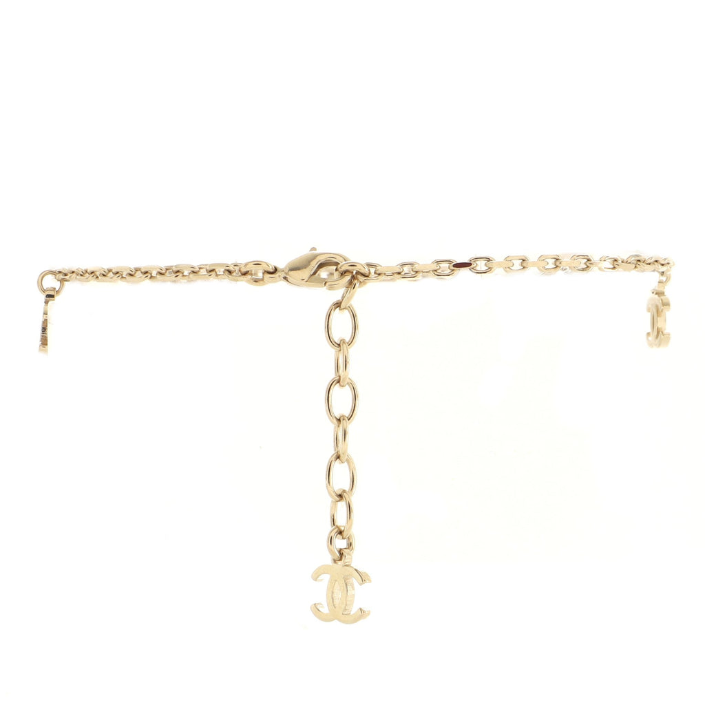 CC Chain Anklet Bracelet Metal with Faux Pearls