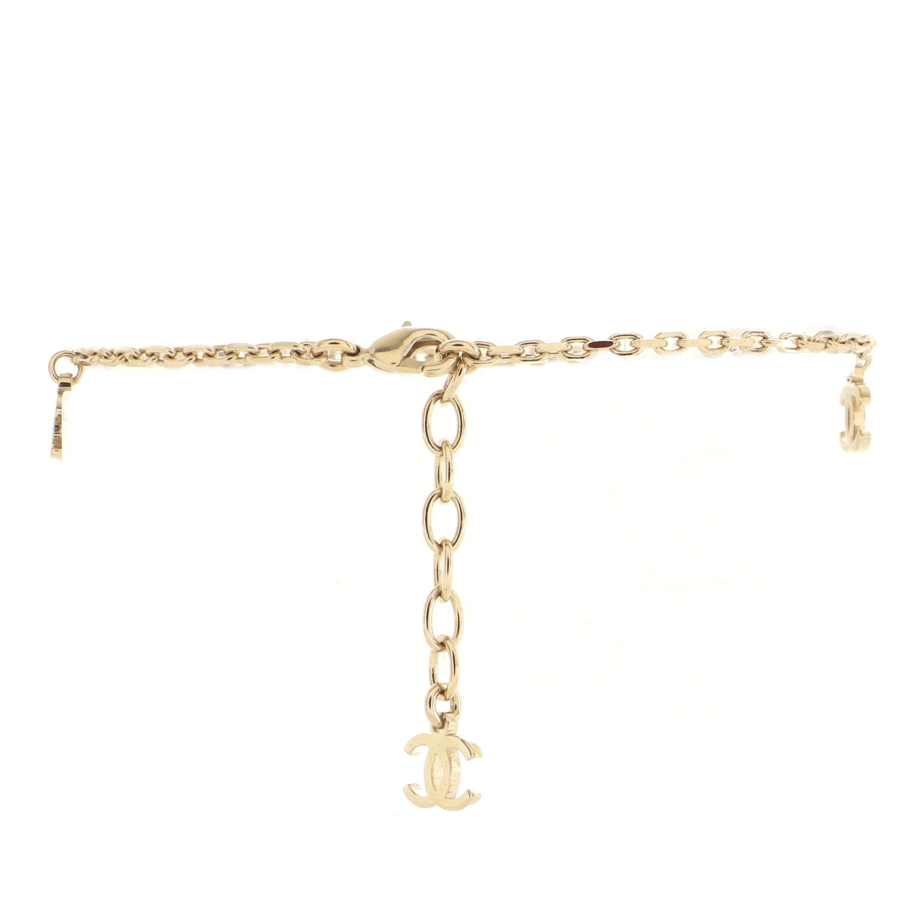 CC Chain Anklet Bracelet Metal with Faux Pearls