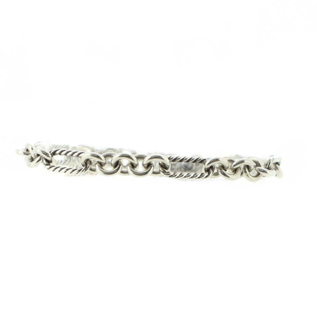 Cable Heart Charm Bracelet Sterling Silver with 18K Yellow Gold