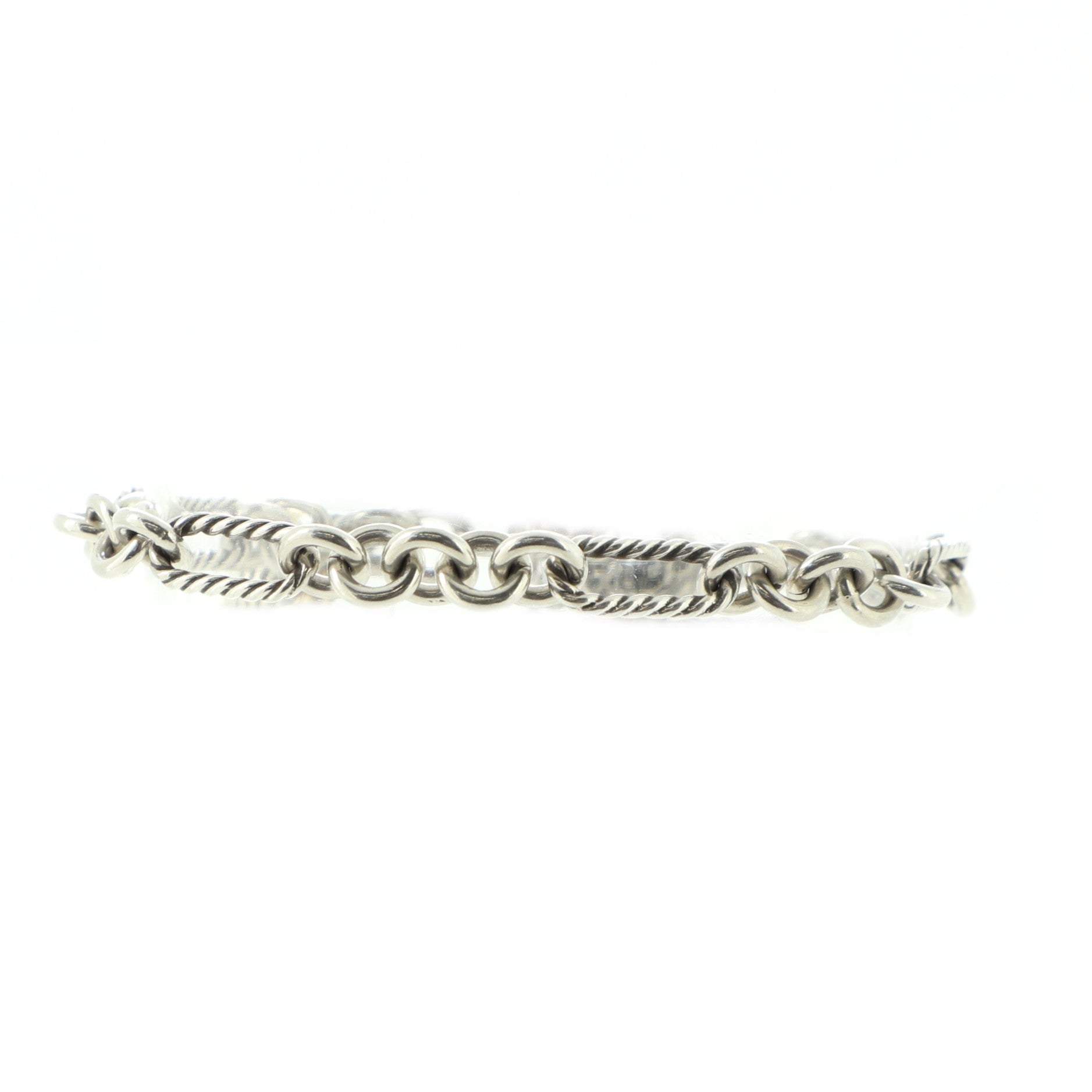 Cable Heart Charm Bracelet Sterling Silver with 18K Yellow Gold