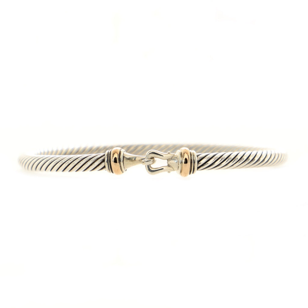 Cable Buckle Bracelet Sterling Silver with 18K Rose Gold 4mm