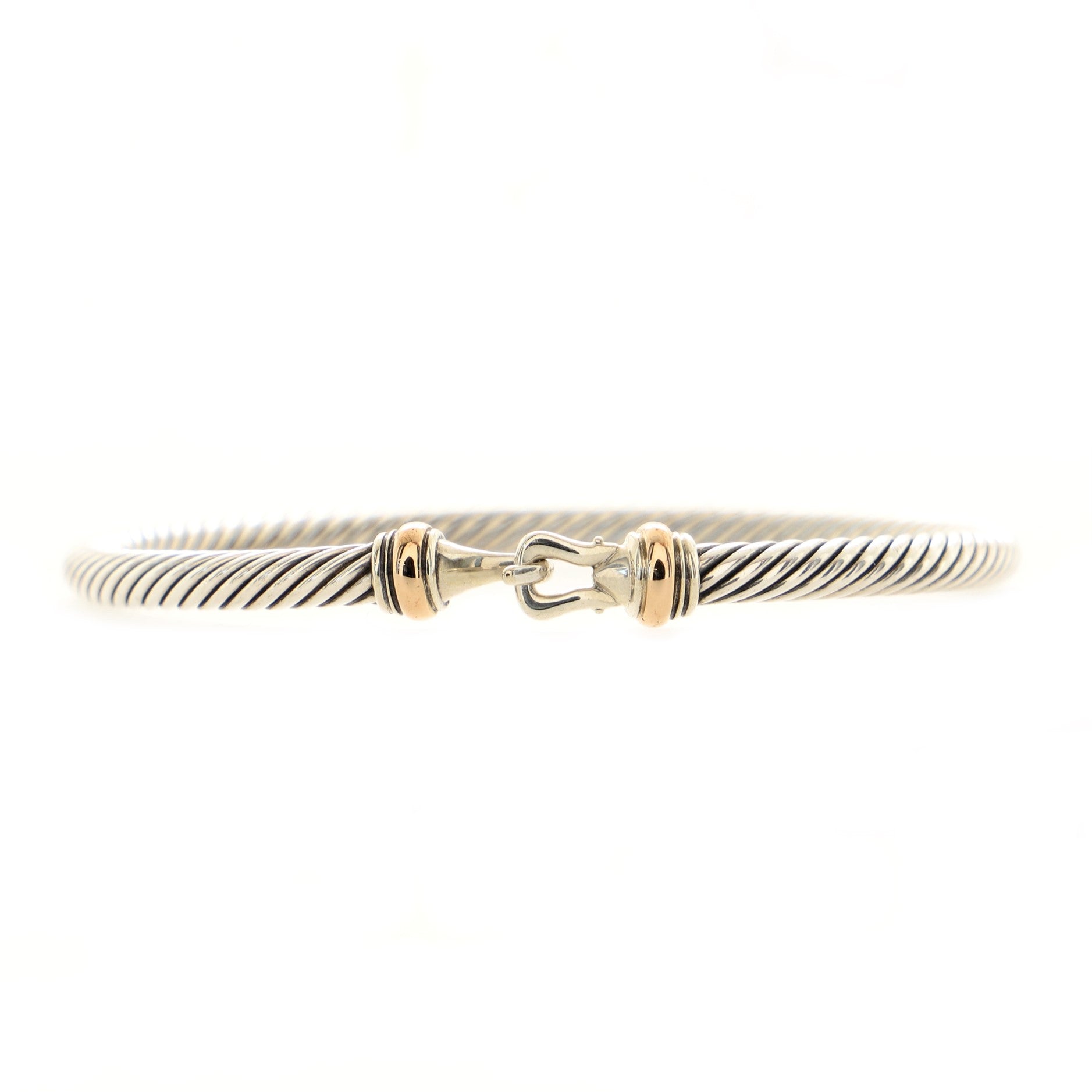 Cable Buckle Bracelet Sterling Silver with 18K Rose Gold 4mm