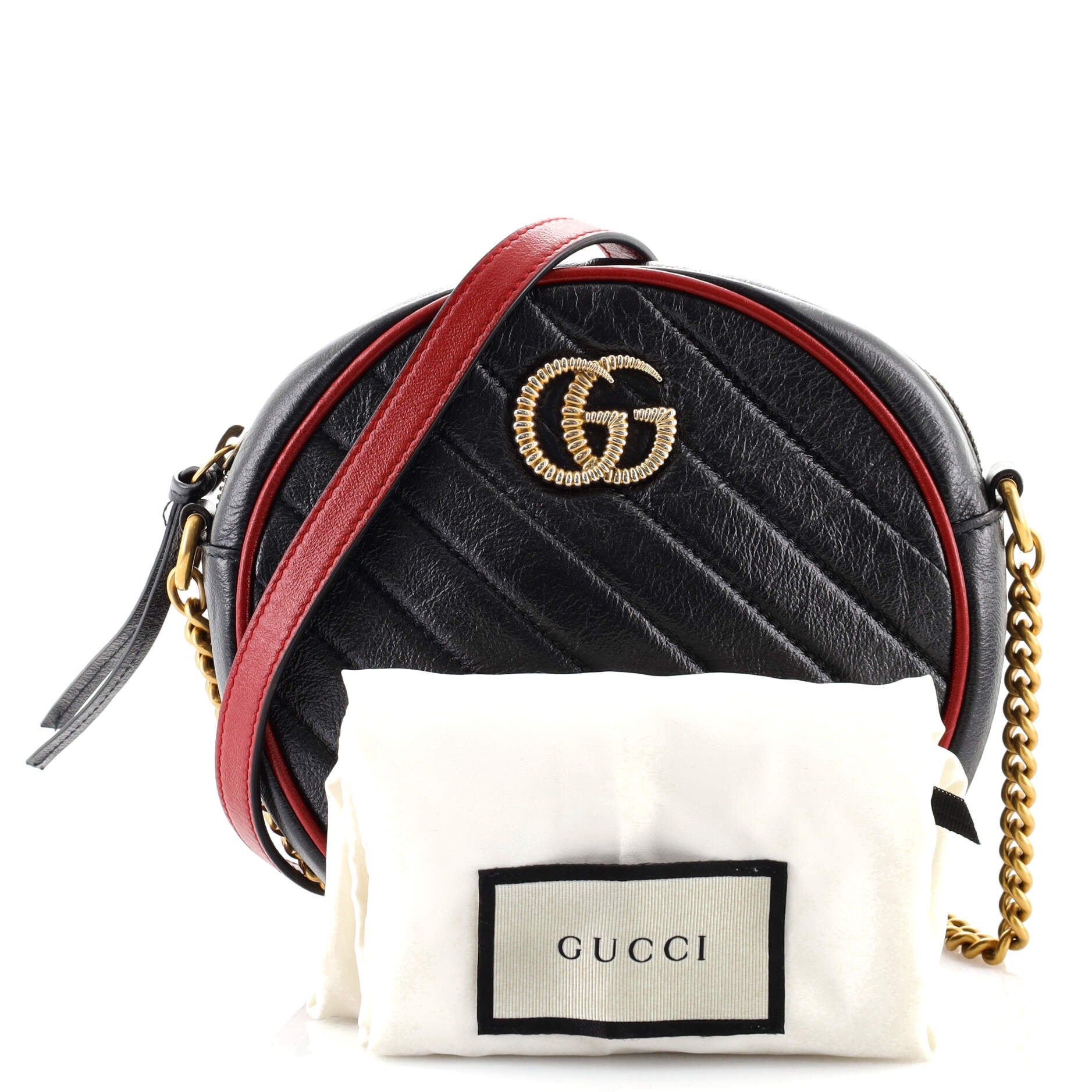 GG Marmont Round Shoulder Bag Diagonal Quilted Leather Mini