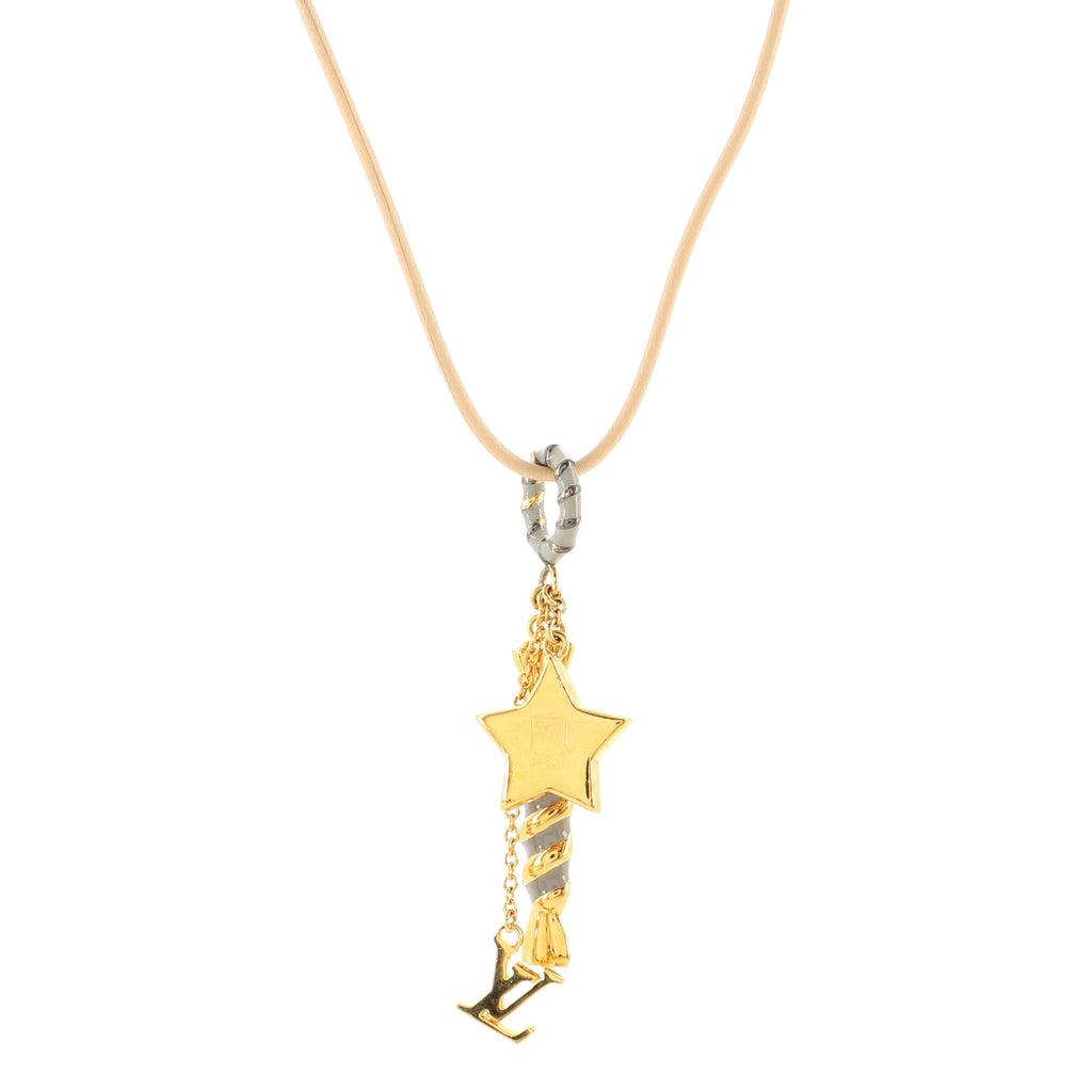 Candy Star Charm Necklace Enameled Metal with Leather and Crystals