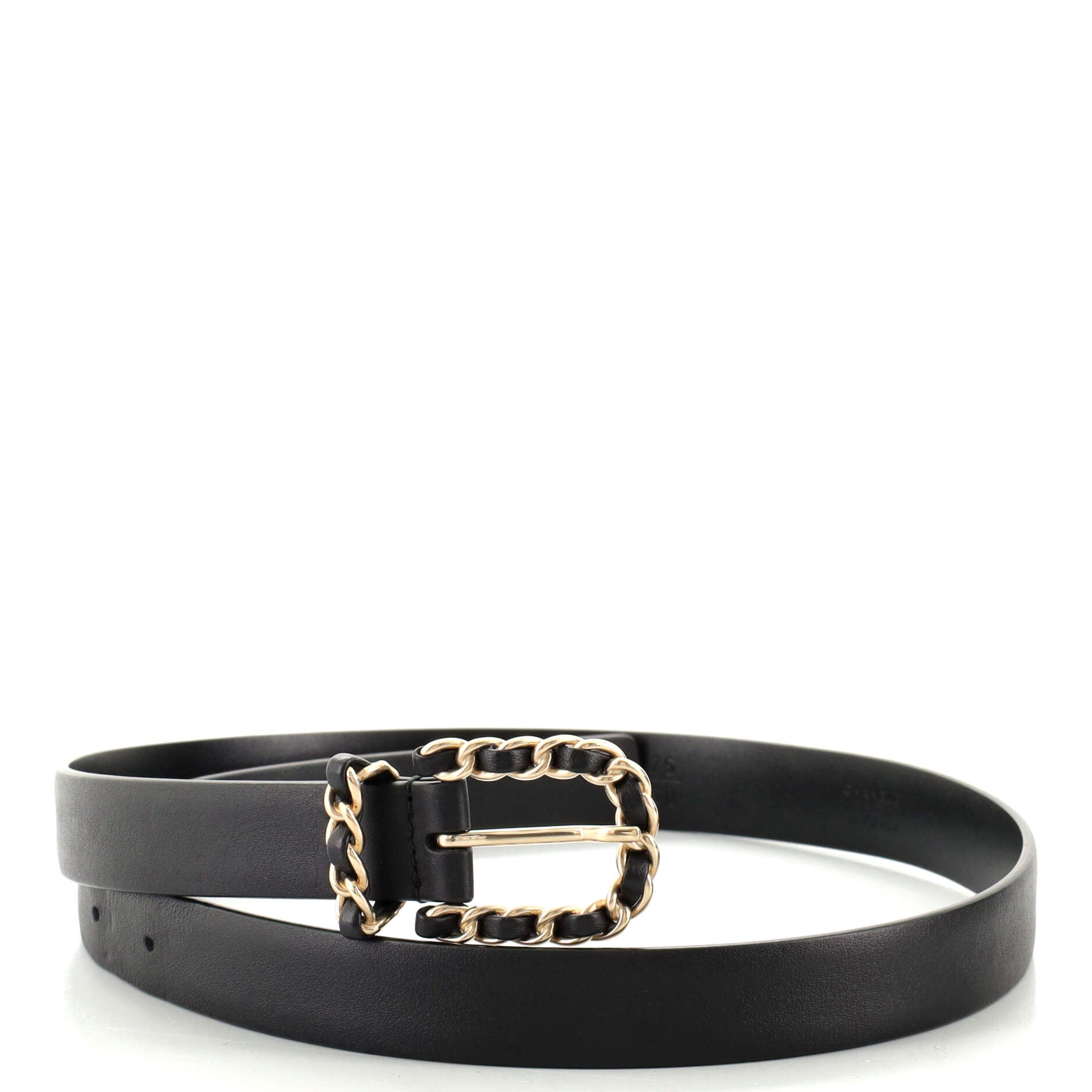 Logo Chain Buckle Belt Leather 75