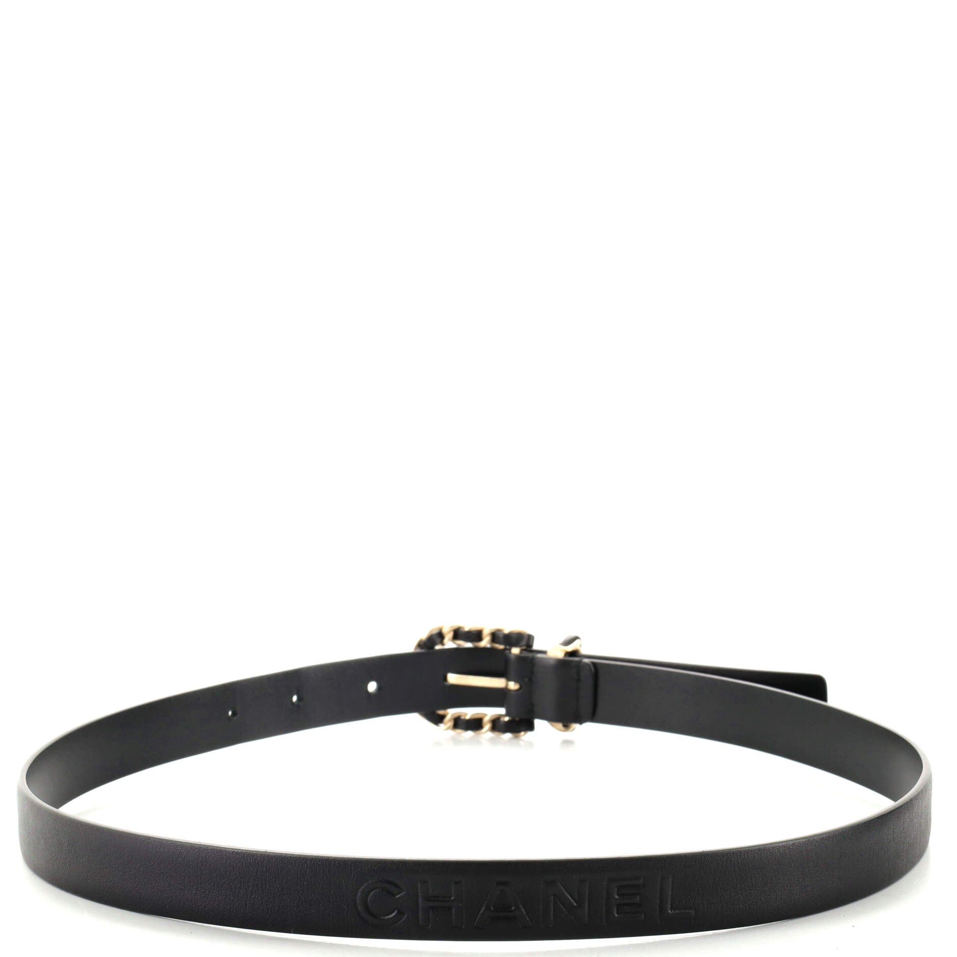 Logo Chain Buckle Belt Leather 75