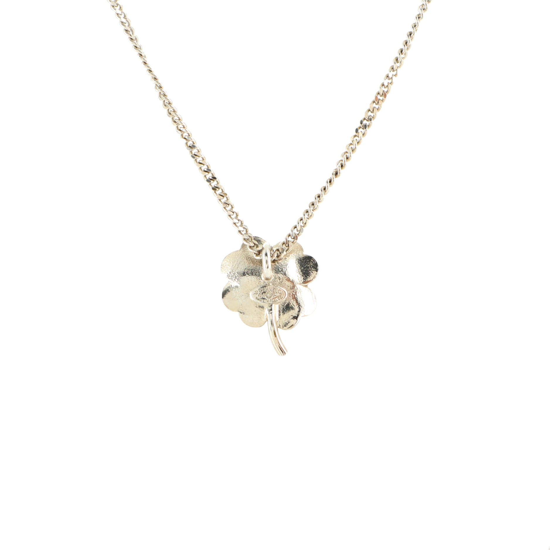 CC Clover Pendant Chain Necklace Metal with Enamel and Crystals