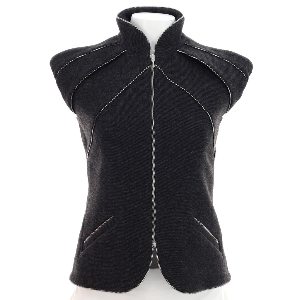 Women's Multi Zipper Vest Wool Blend