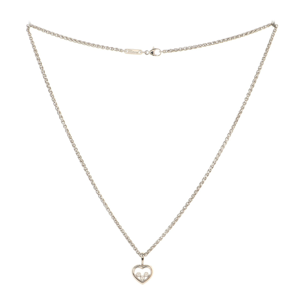 Happy Diamonds 3 Diamond Heart Pendant Necklace 18K White Gold and Diamonds