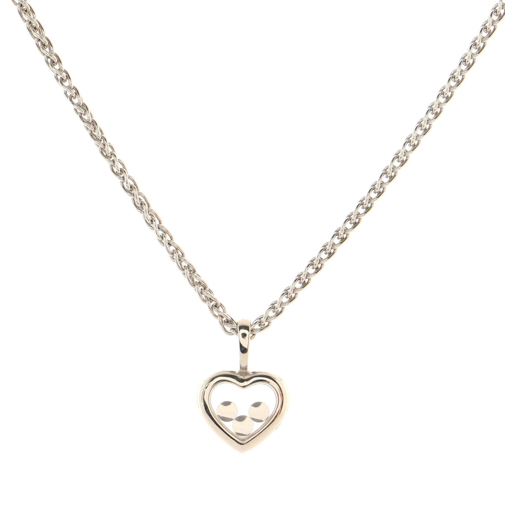 Happy Diamonds 3 Diamond Heart Pendant Necklace 18K White Gold and Diamonds
