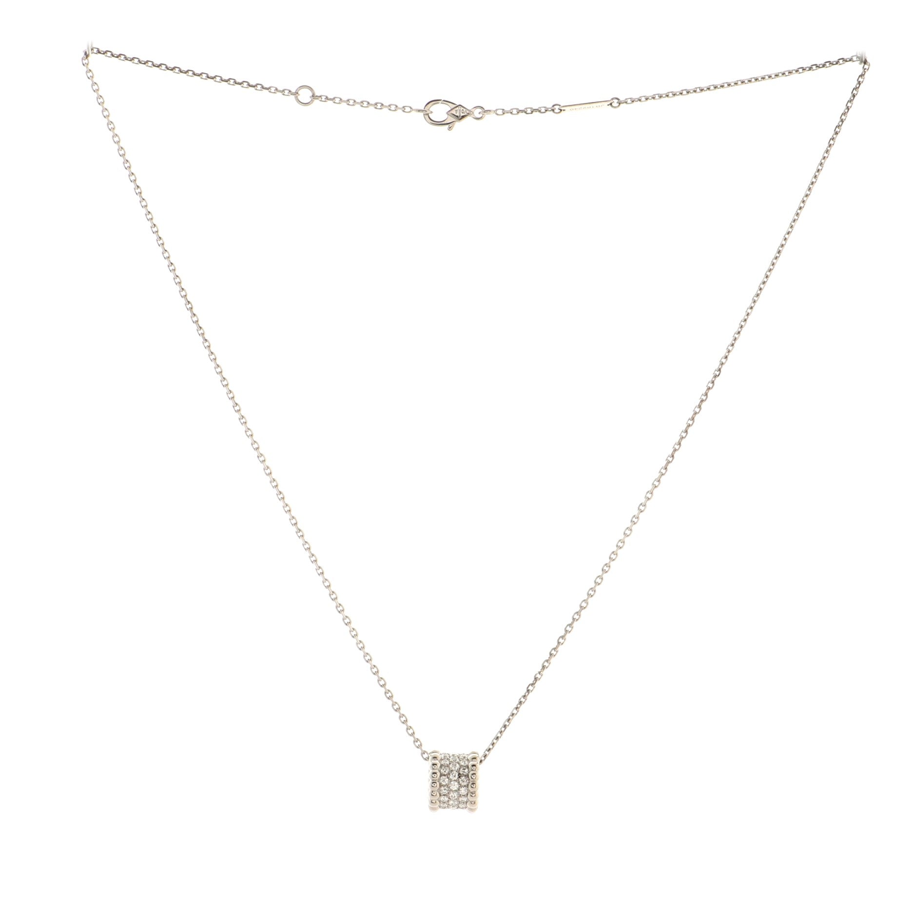 Perlee 3 Row Pendant Necklace 18K White Gold and Diamonds