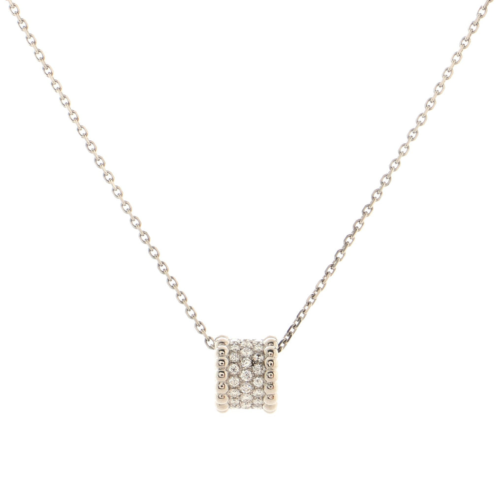 Perlee 3 Row Pendant Necklace 18K White Gold and Diamonds
