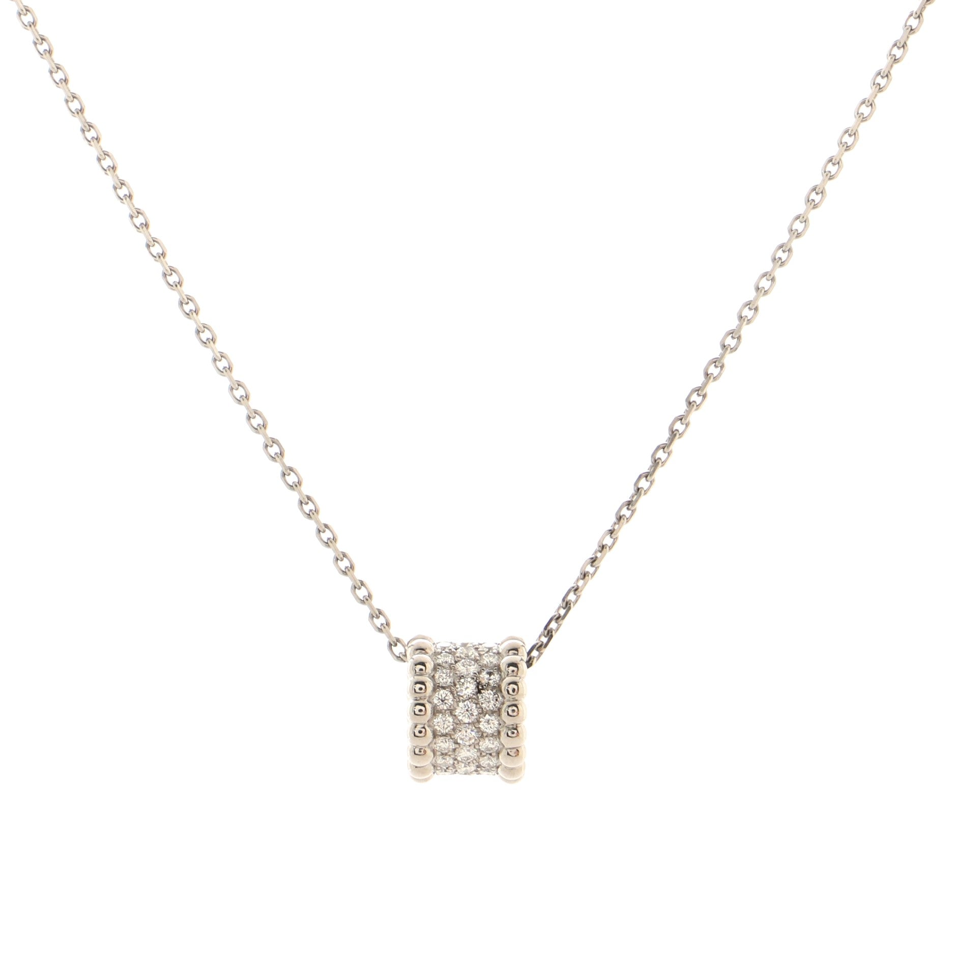 Perlee 3 Row Pendant Necklace 18K White Gold and Diamonds