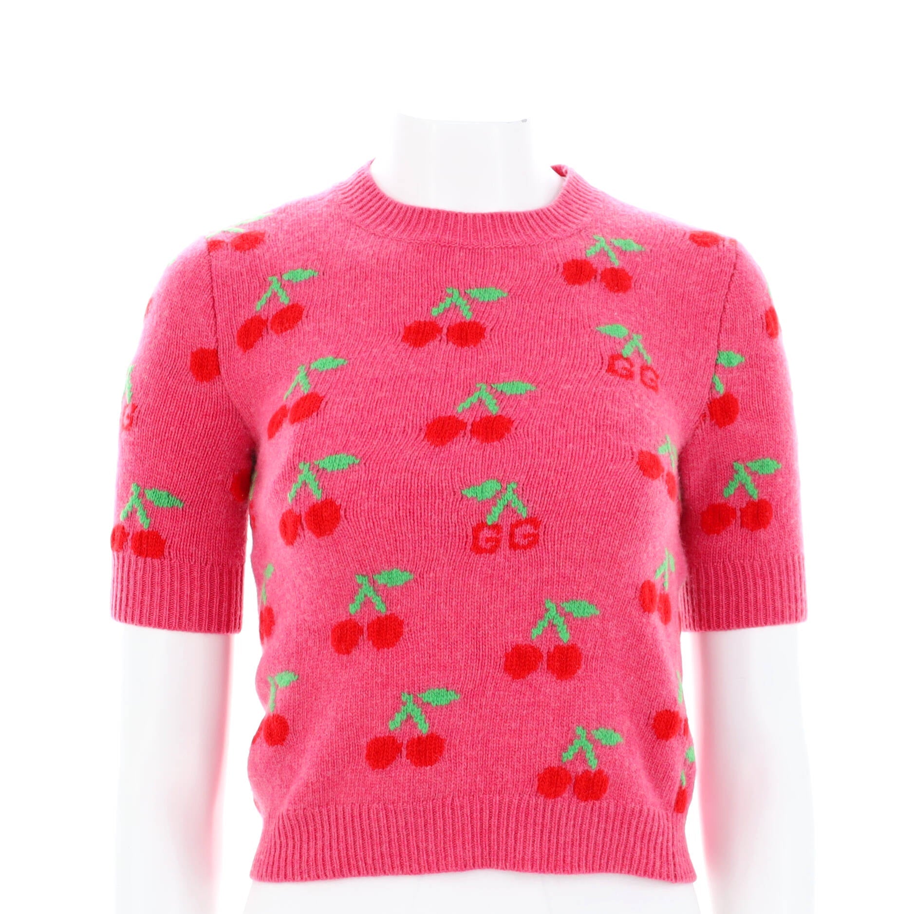Women's GG Cherry Intarsia Cropped Sweater Wool
