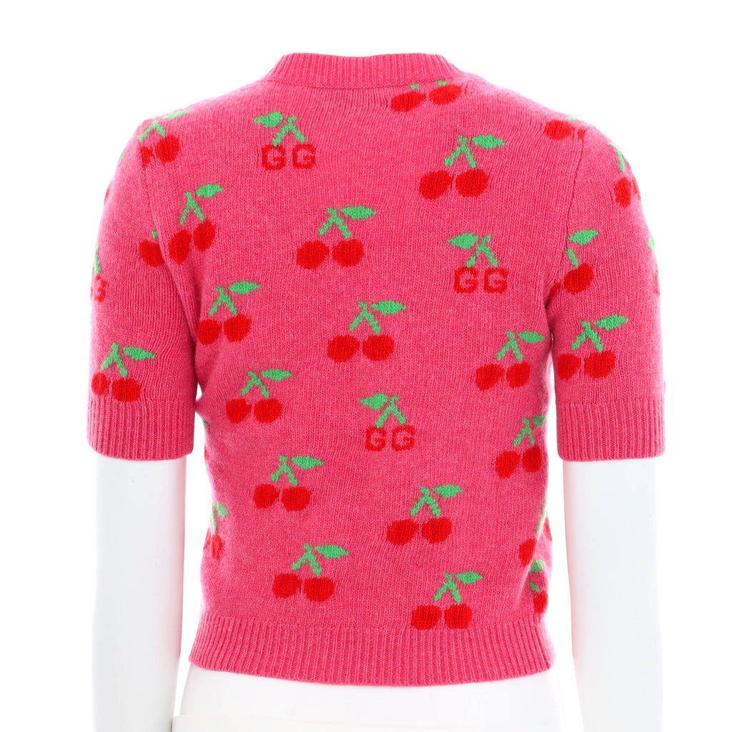 Women's GG Cherry Intarsia Cropped Sweater Wool