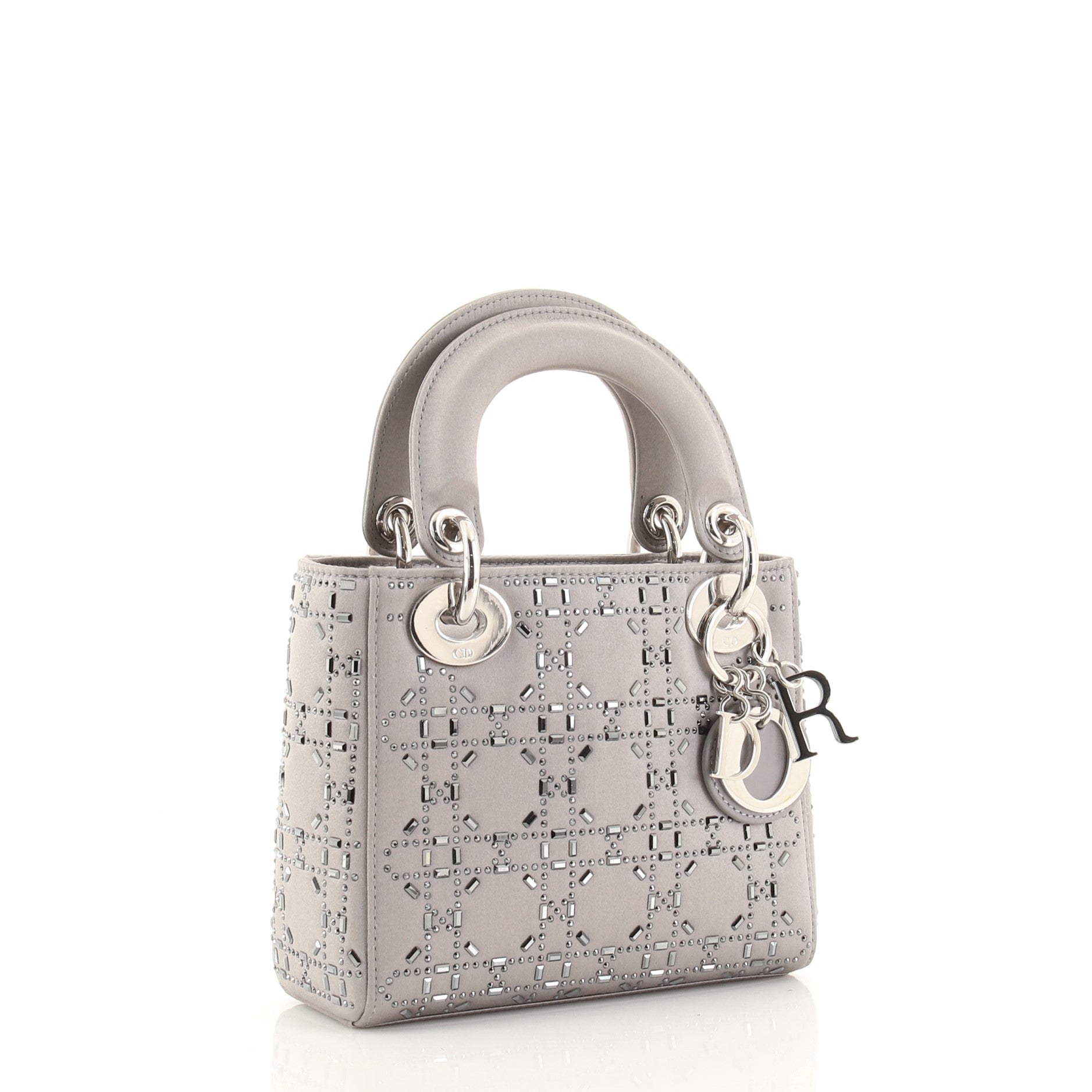 Lady Dior Bag Crystal Embellished Cannage Quilt Satin Mini