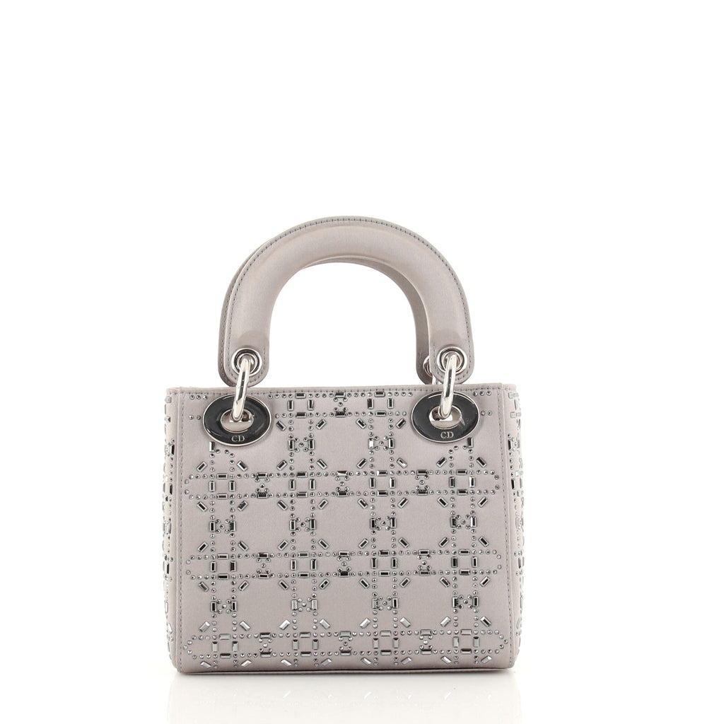 Lady Dior Bag Crystal Embellished Cannage Quilt Satin Mini