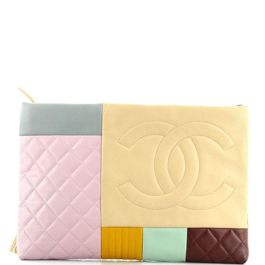 O Case Clutch Colorblock Quilted Leather Large