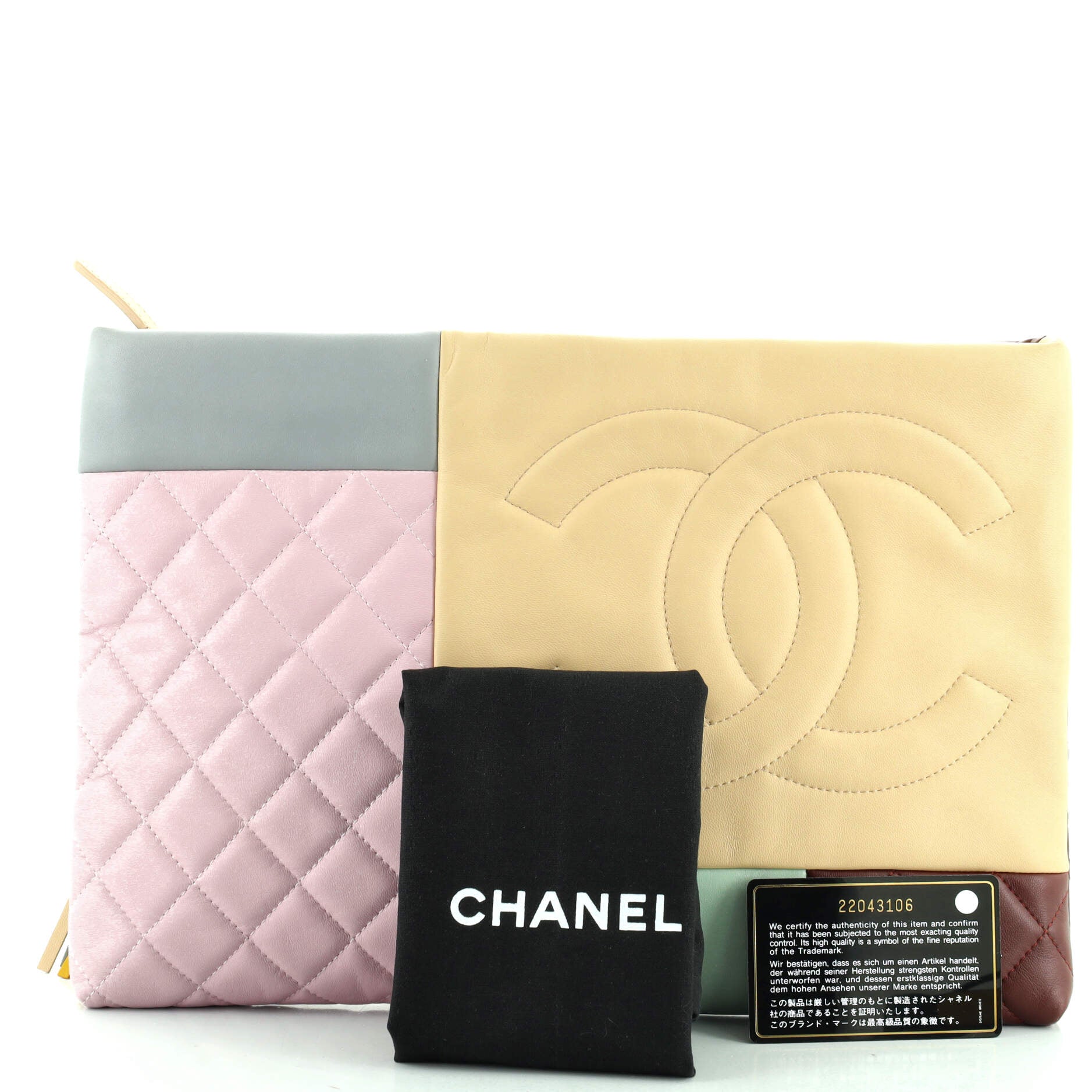 O Case Clutch Colorblock Quilted Leather Large
