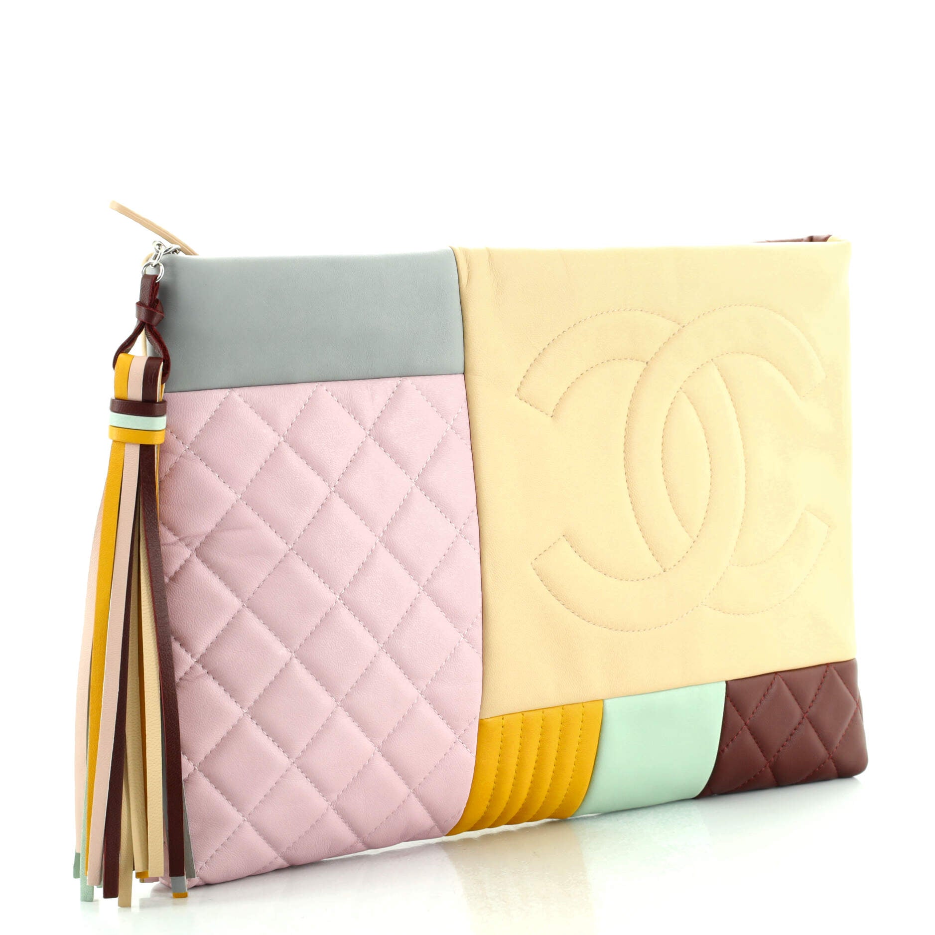 O Case Clutch Colorblock Quilted Leather Large