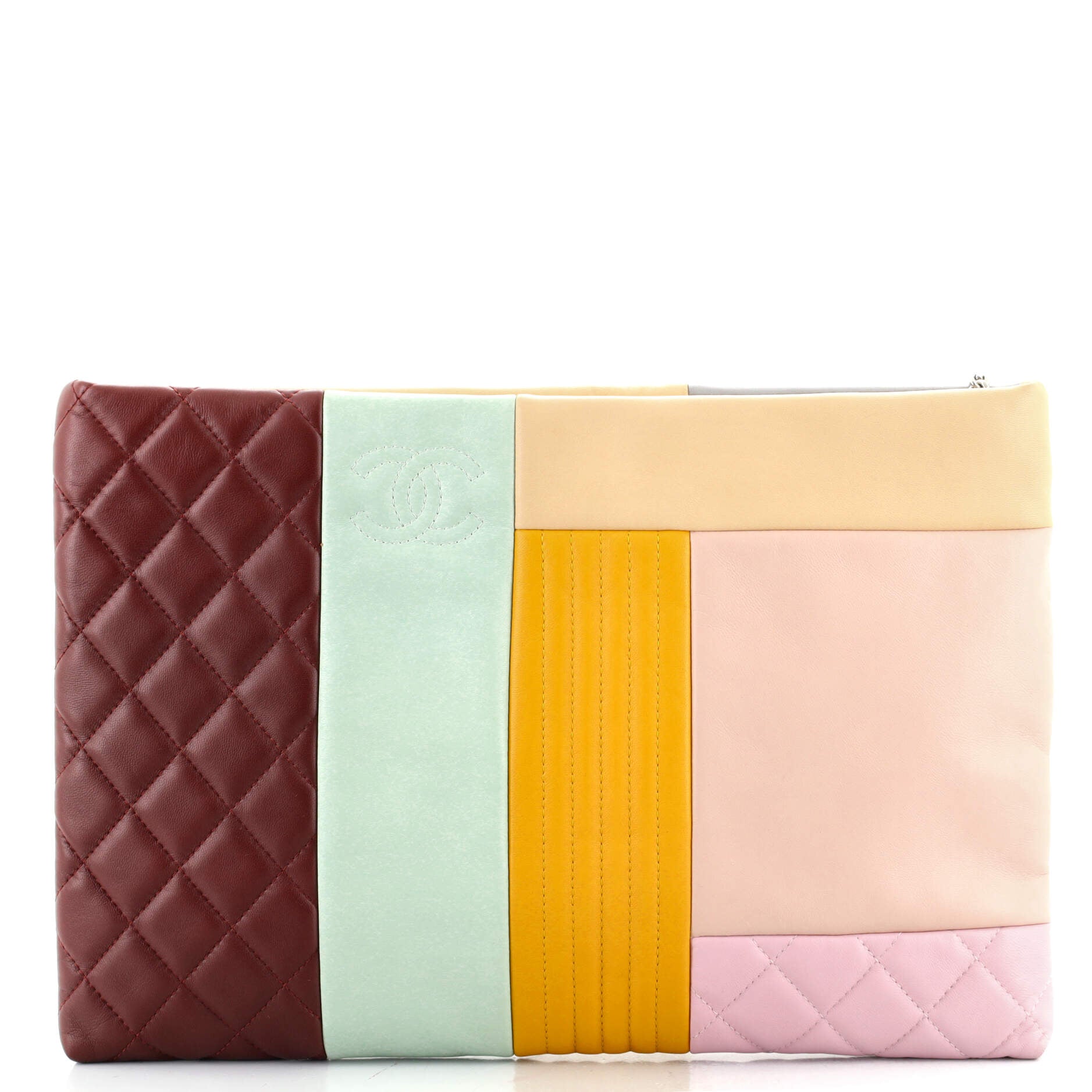 O Case Clutch Colorblock Quilted Leather Large