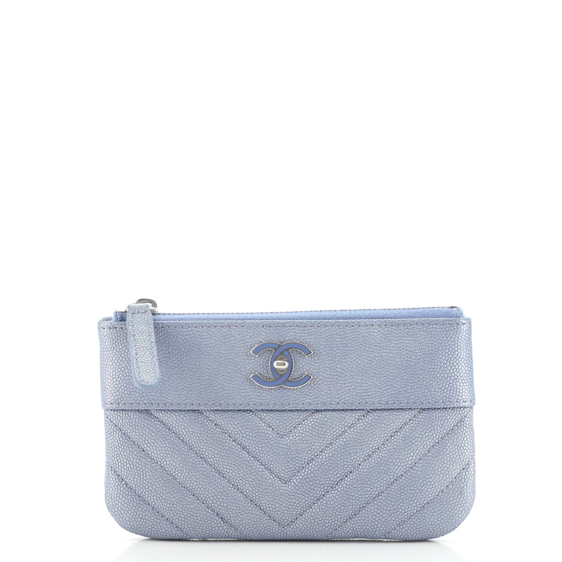 Mademoiselle Vintage O Case Pouch Chevron Metallic Caviar Mini