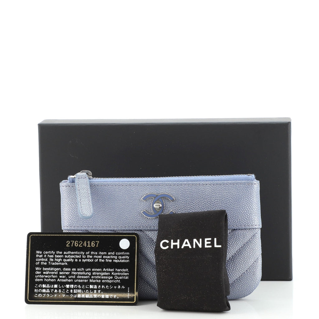 Mademoiselle Vintage O Case Pouch Chevron Metallic Caviar Mini