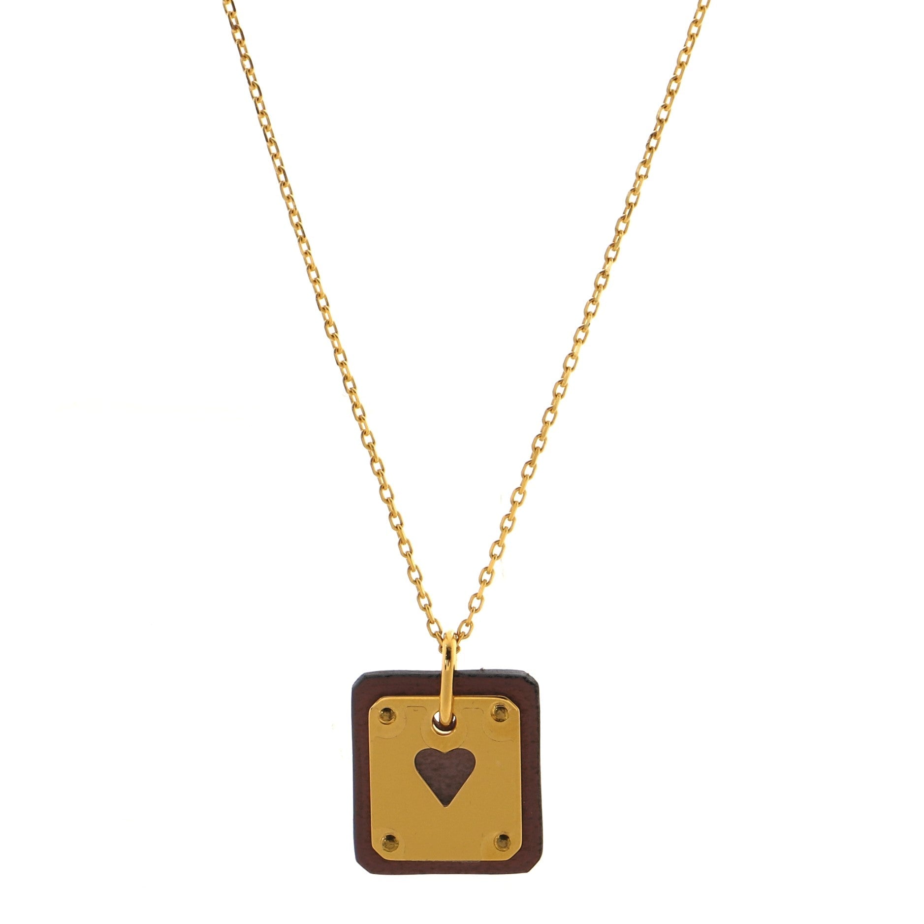 As de Coeur Pendant Necklace Metal and Leather Small