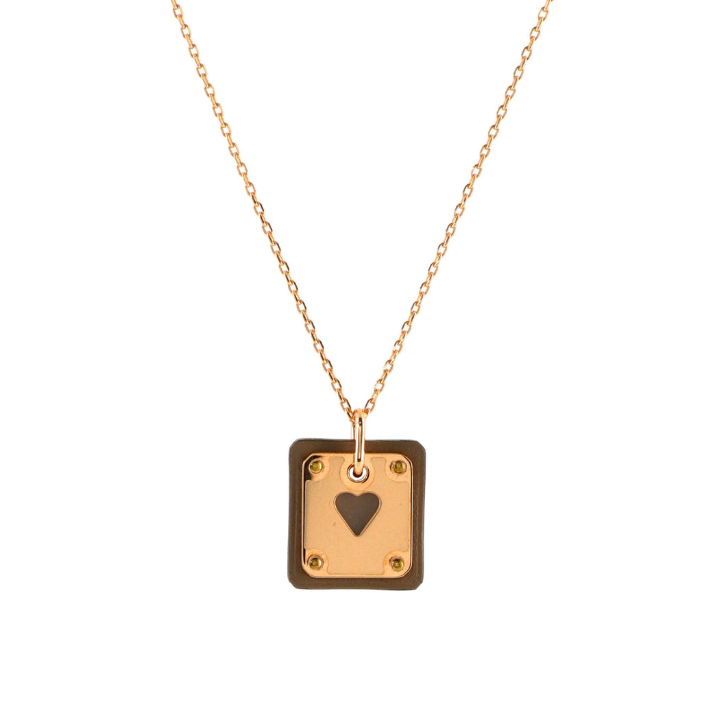 As de Coeur Pendant Necklace Metal and Leather Small
