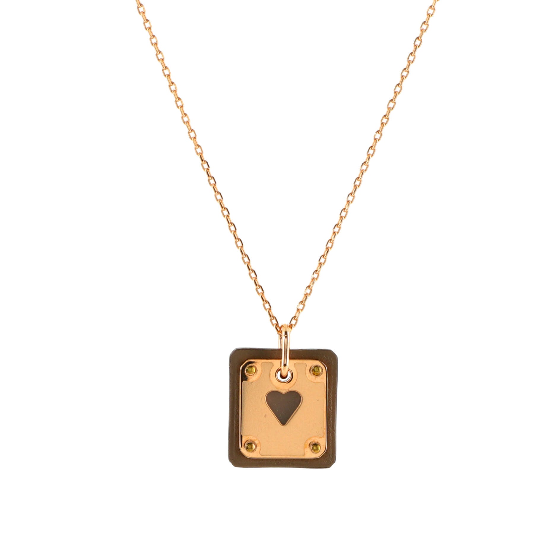 As de Coeur Pendant Necklace Metal and Leather Small