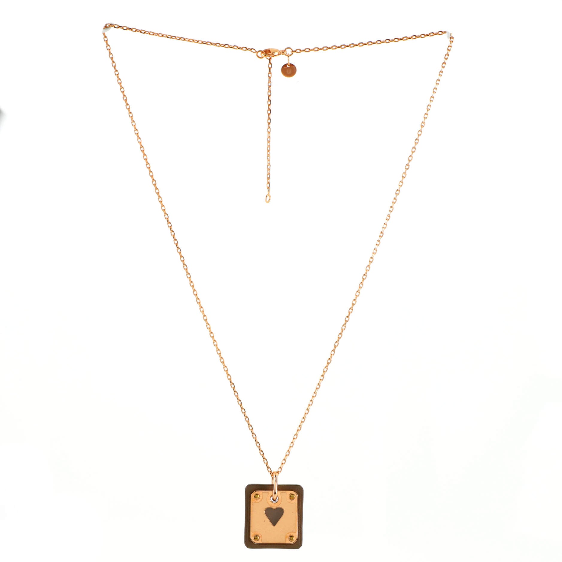 As de Coeur Pendant Necklace Metal and Leather Small