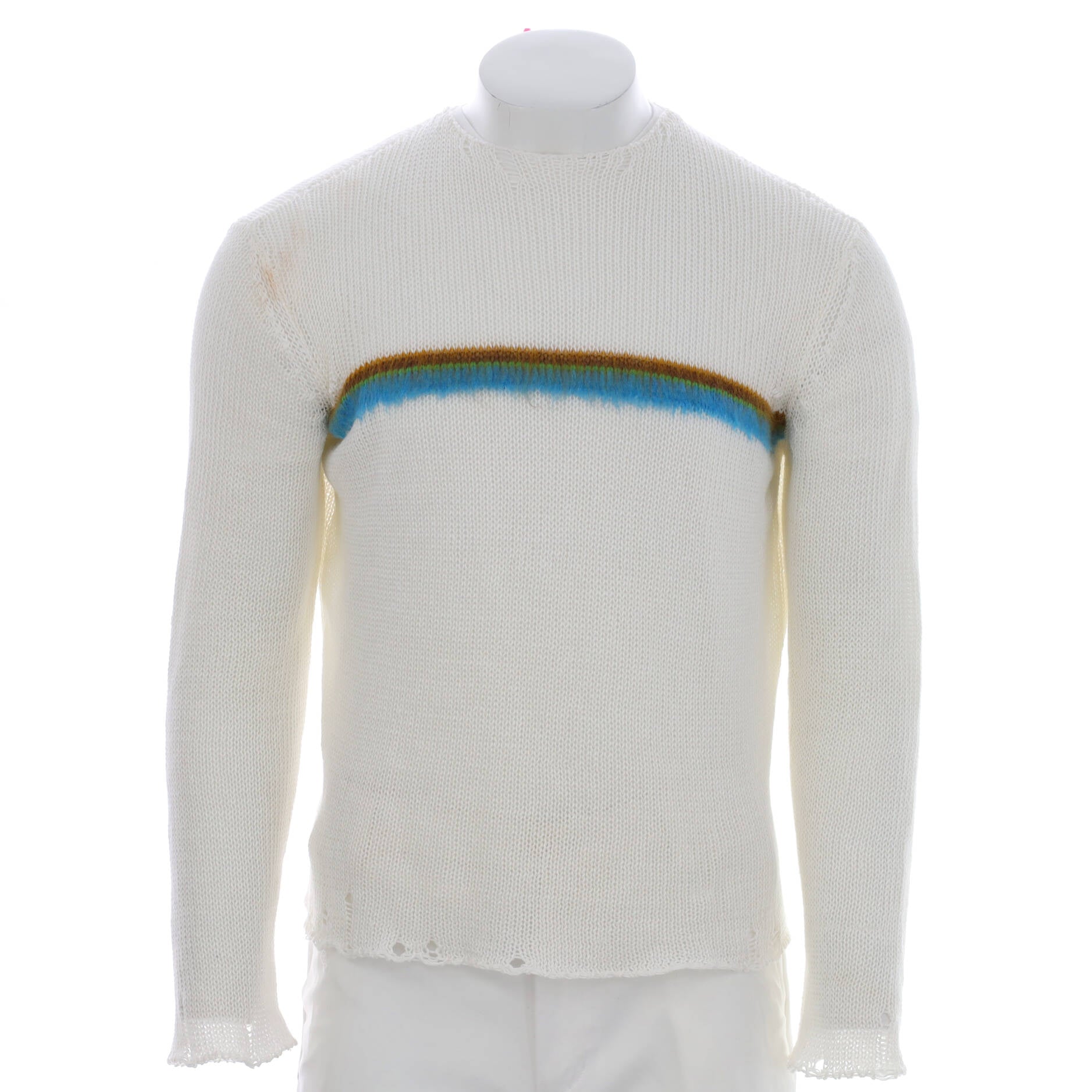 Men's Destroyed Stripe Sweater Linen Blend
