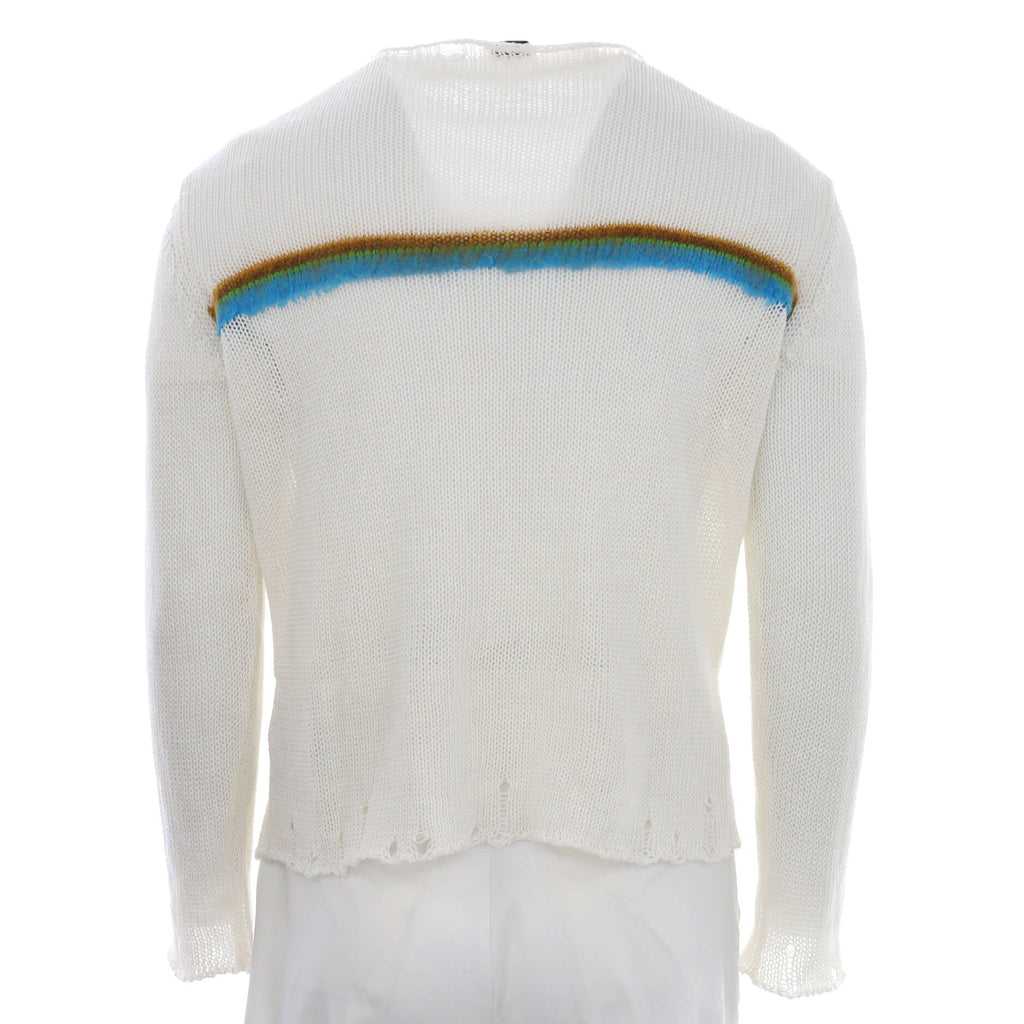 Men's Destroyed Stripe Sweater Linen Blend