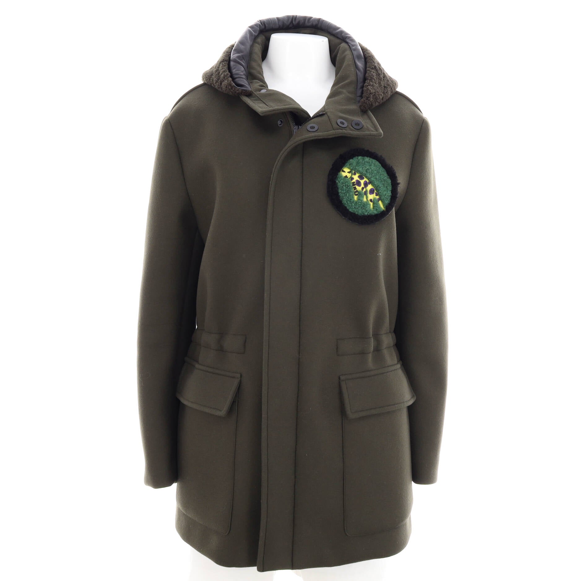 Women's Patch Hooded Coat Wool