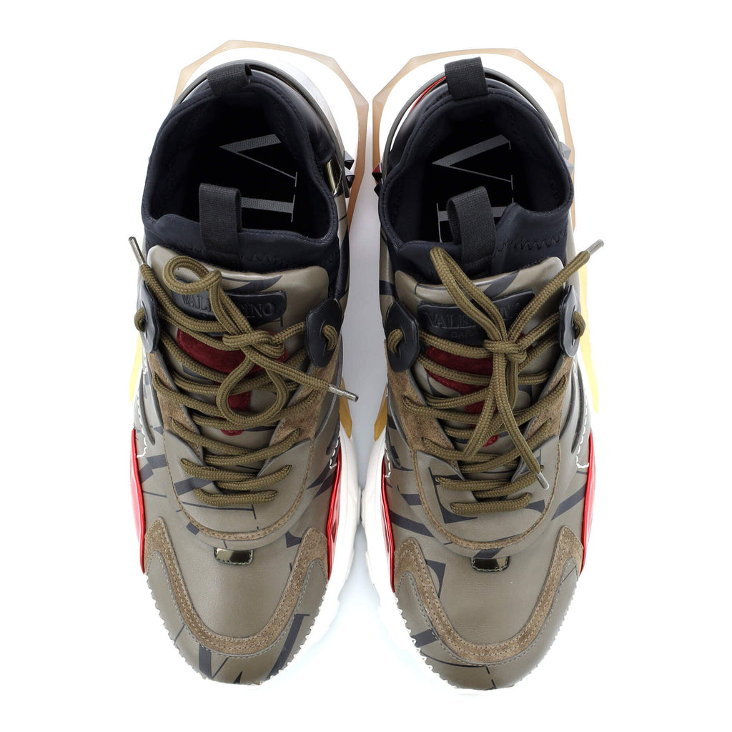 Women's Feather Bounce Sneakers Printed Mesh and Leather