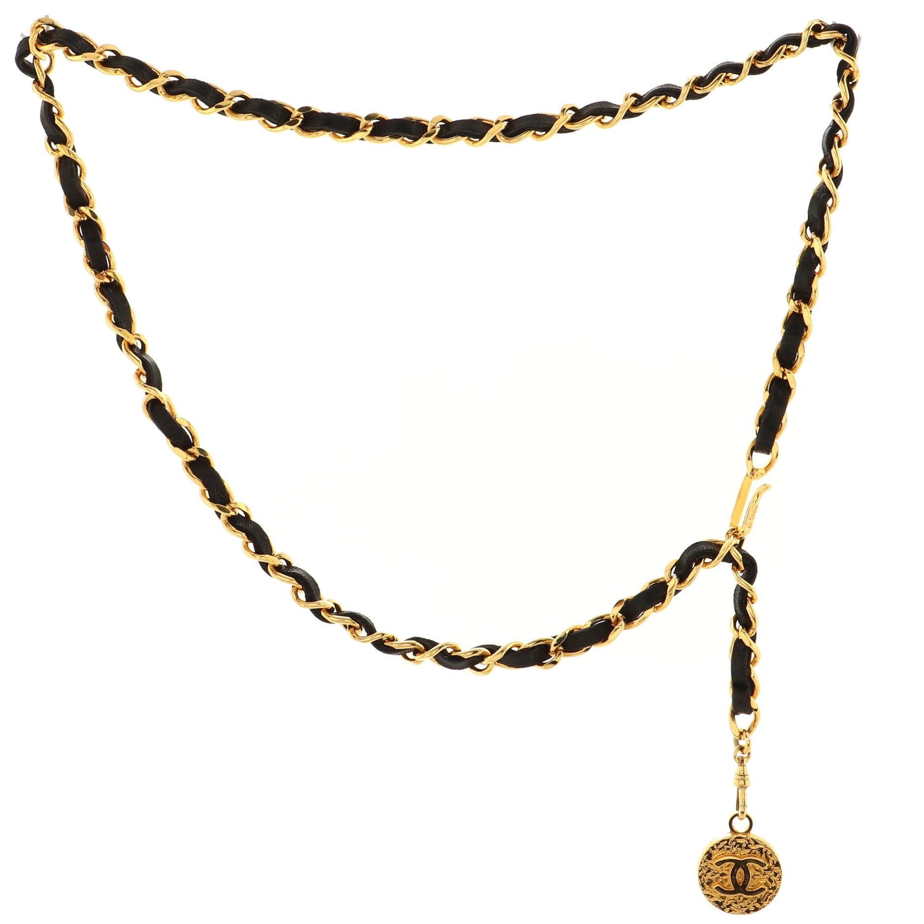 Vintage Medallion Chain Belt Metal and Leather 75