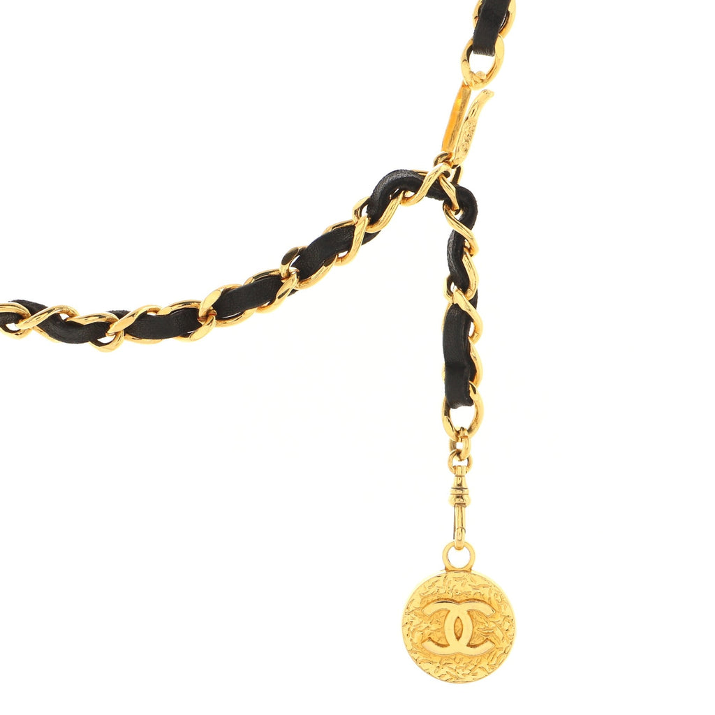Vintage Medallion Chain Belt Metal and Leather 75