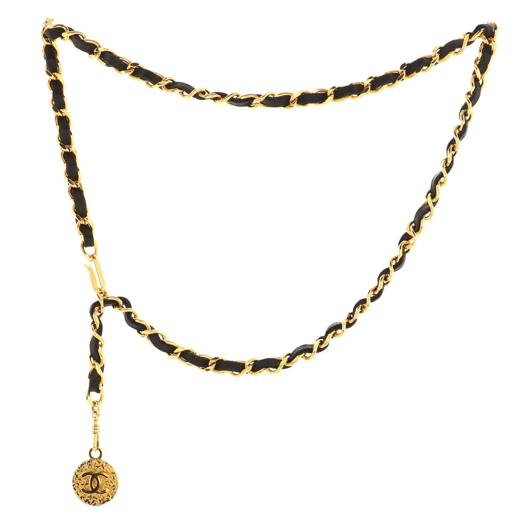 Vintage Medallion Chain Belt Metal and Leather 75