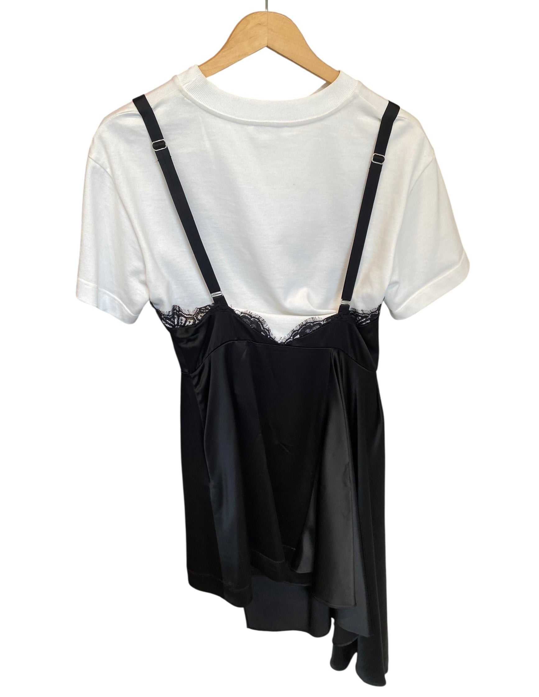 Alexander McQueen Lace Cami  Asymmetrical Tee Shirt Dress - 40 / US 4