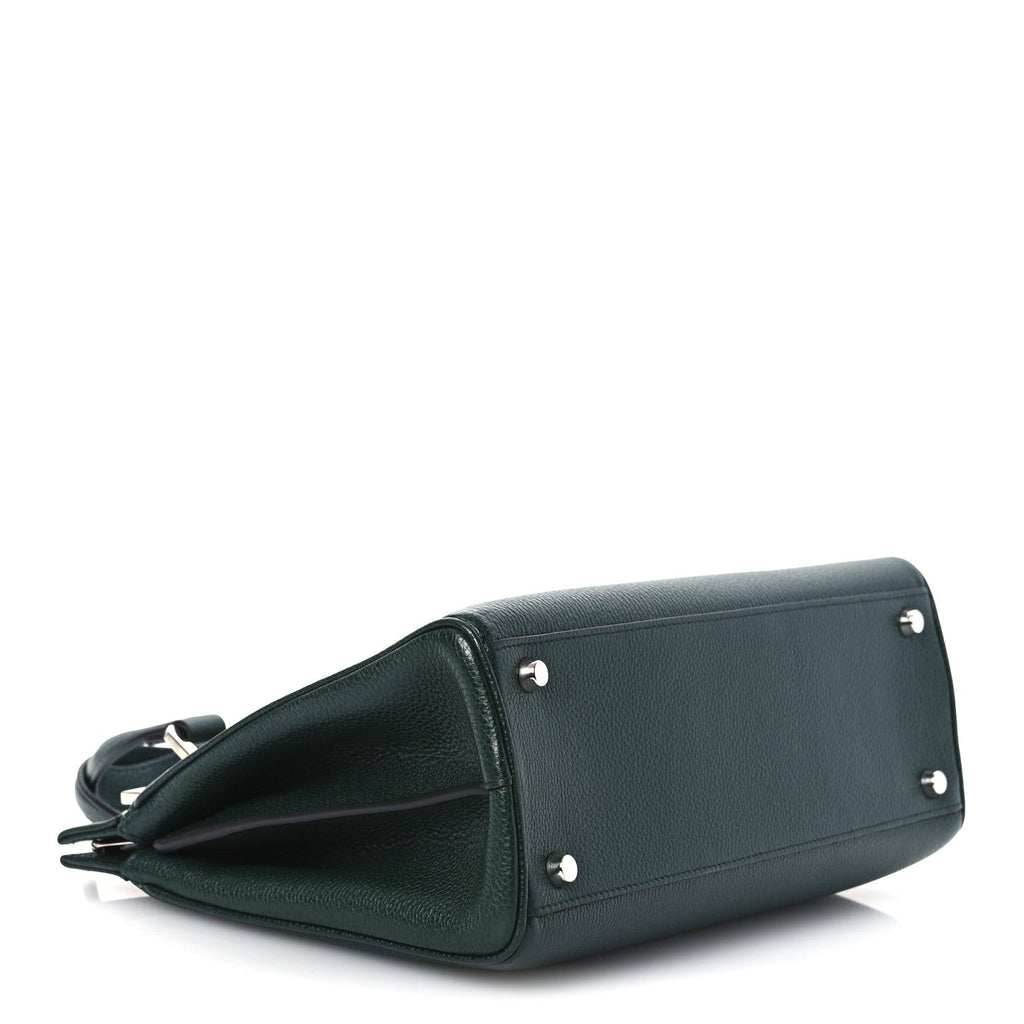 Grainy Calfskin Small Zumi Top Handle Bag Vintage Green